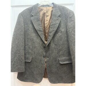 VTG Deansgate Men's Sport Coat Blazer Two Button Brown Lambswool Herringbone 44R